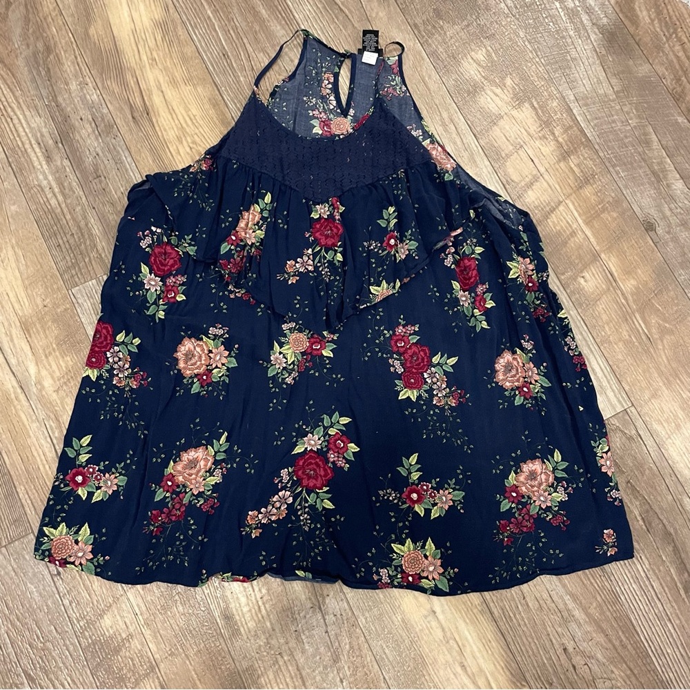 Torrid Navy Floral Halter Blouse